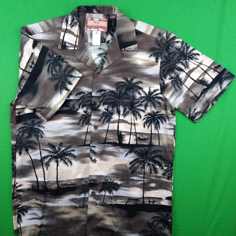 NEW Tan Men's Aloha Hawaiian Short Sleeve Shirt